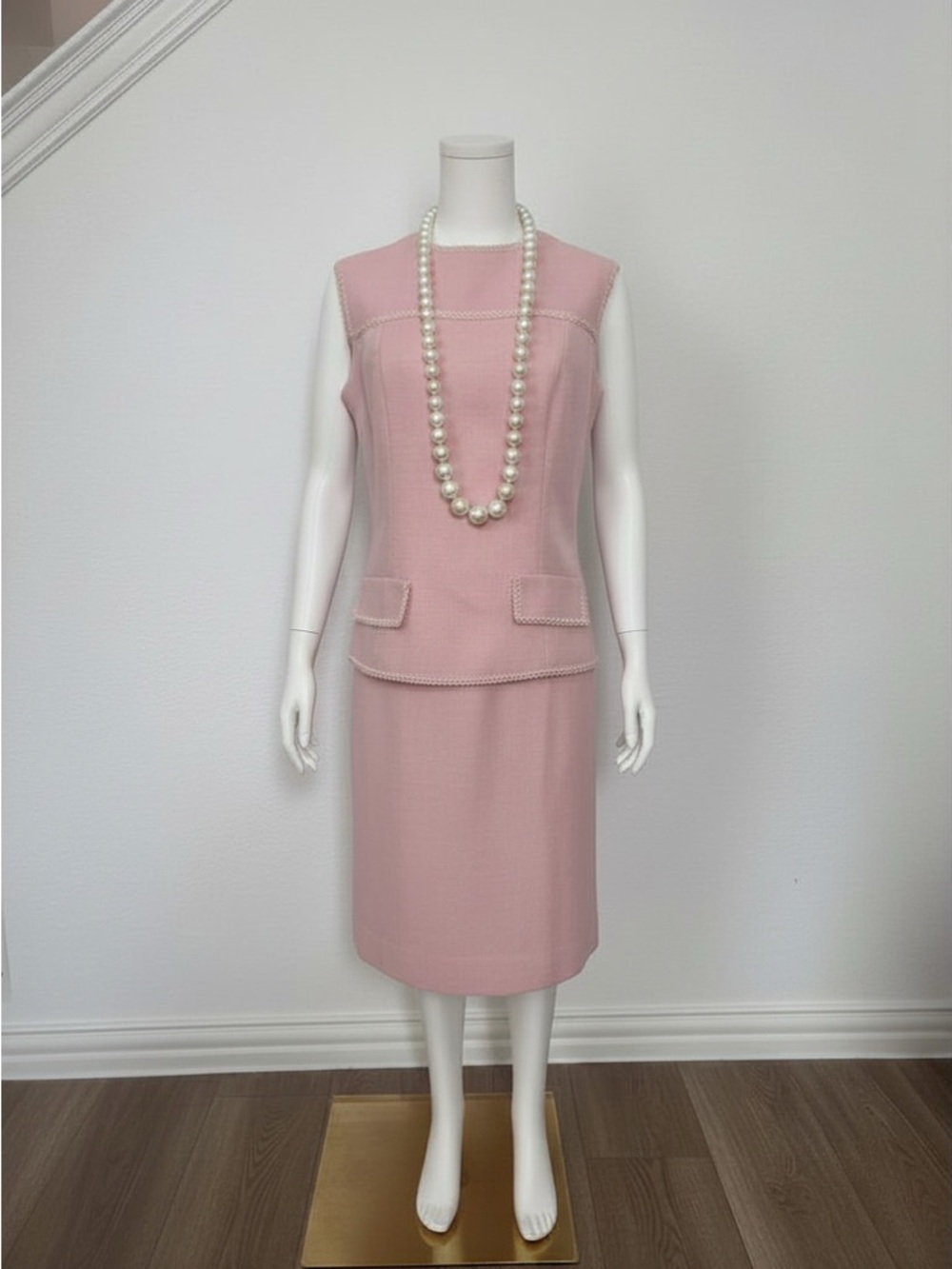 Classic Pink Two Piece Top and Skirt - Elegant Women's Skirt - Vintage